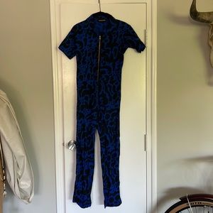 Nooworks coveralls blue cheetah print